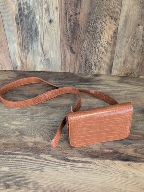 Brown Croc-Embossed Crossbody Bag Fanny Pack             AB181